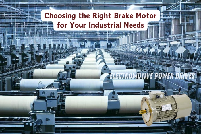 High-quality brake motors for industrial machinery by EMP DRIVE in Coimbatore, ideal for textile and manufacturing applications