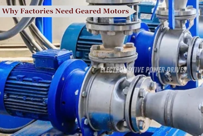 High-performance geared motors by EMP Drive in Coimbatore used in factories for industrial pumps and efficient power transmission