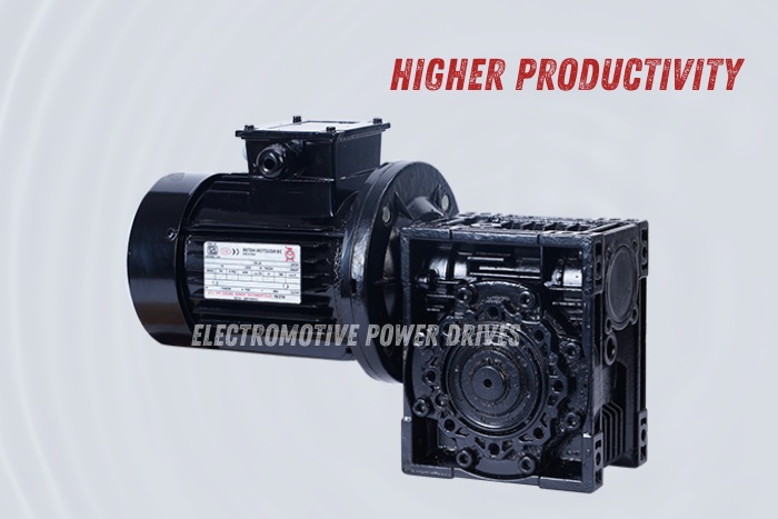 Electromotive Power Drives in Coimbatore at High-performance black geared motor showcasing higher productivity