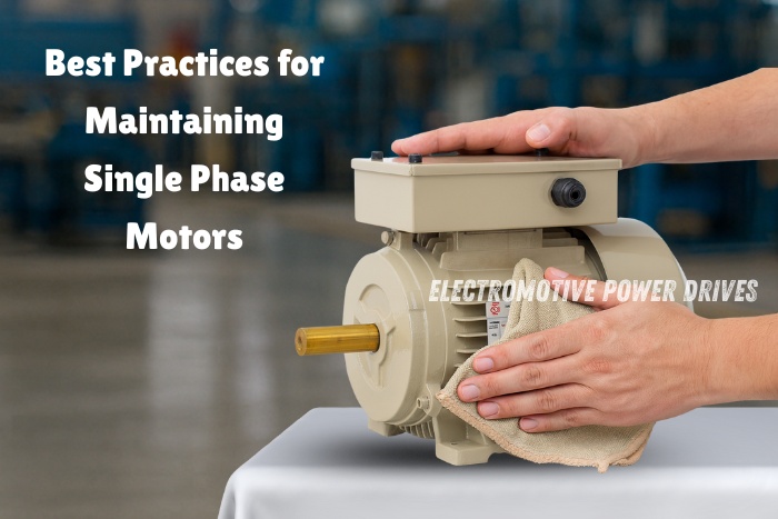 Single phase motor for maintenance at Electromotive Power Drives, Coimbatore, ensuring smooth performance and long motor life