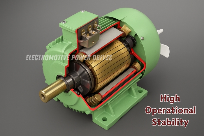 Electromotive Power Drives in Coimbatore-Cut-section view of a high-stability electric motor showing internal components