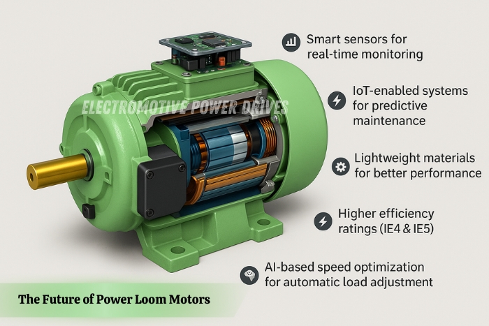 Electromotive Power Drives in Coimbatore provides Advanced power loom motor with smart sensors, IoT monitoring