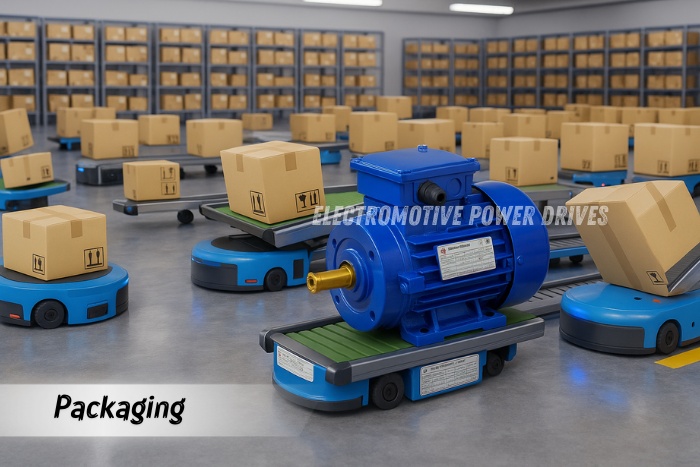 Industrial electric motor by EMP DRIVE in Coimbatore used in automated packaging applications, delivering reliable performance