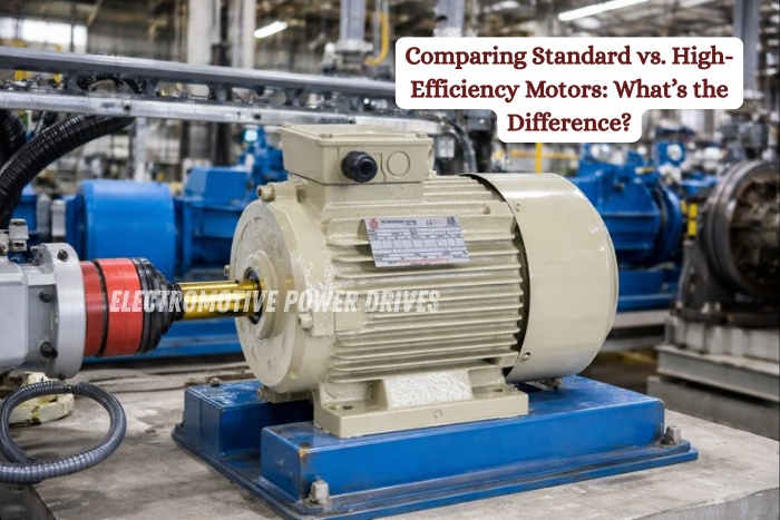 Standard and high-efficiency electric motor by EMP DRIVE in Coimbatore – industrial motor setup used to compare performance