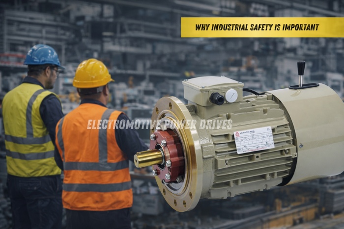 Industrial brake motor by EMP Drive Coimbatore highlighting the importance of safety in manufacturing environments