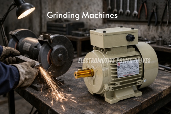 Single phase motor by EMP Drive Coimbatore used in grinding machines for workshop and industrial applications