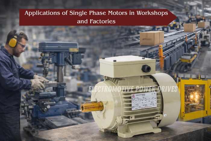 Single phase motor by EMP Drive Coimbatore used in workshops and factory machinery applications